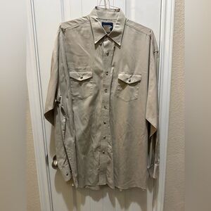Wrangler Men's Tan Casual Button-Down Shirt